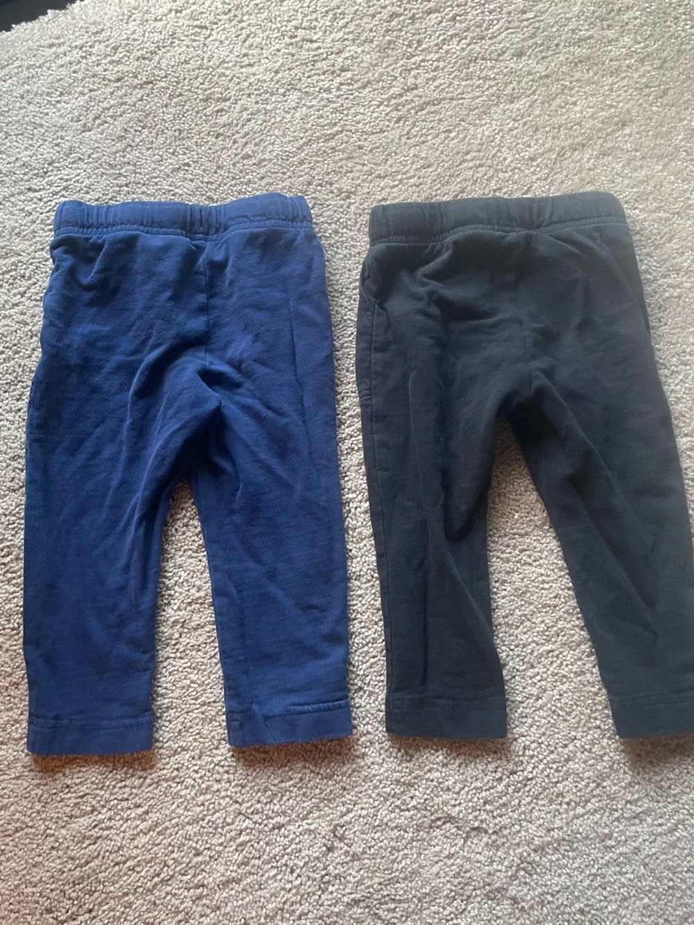 Set of 2 Cotton Pull-On Pants - Navy and Black 18 months